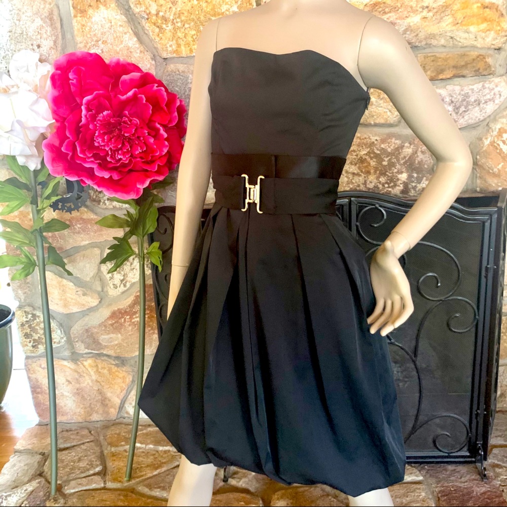 COPY - Zara basic pleated strapless bubble cocktail dress